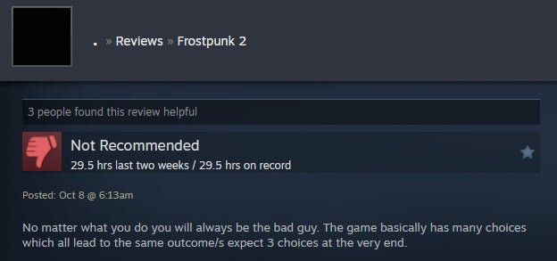 Imagem do artigo intitulado Frozen City Builder Frostpunk 2, conforme contado pelas avaliações do Steam